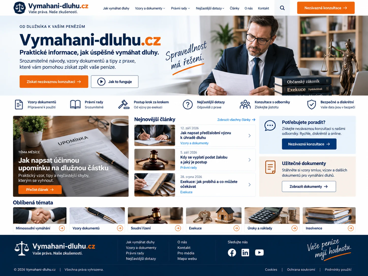 Ilustrační návrh informačního portálu Vymahani-dluhu.cz